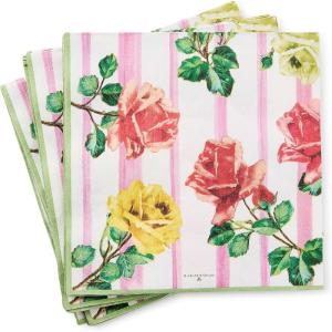 MACKENZIE-CHILDS Pack of 20 Dinner Paper Napkins, Decorative Napkins for Parties, Purple-and-White Violet Check(Garden Gala)