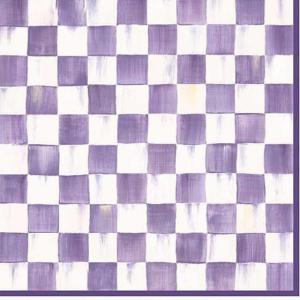 MACKENZIE-CHILDS Pack of 20 Dinner Paper Napkins, Decorative Napkins for Parties, Purple-and-White Violet Check(Violet Check)