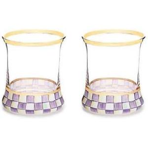 MACKENZIE-CHILDS Violet Check Tumbler Glass, Set of 2(Violet Check)