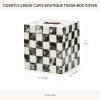 MACKENZIE-CHILDS Boutique Square Capiz Tissue-Box Cover, Decorative Tissue Holder, Pink-and-White Rosy Check(Courtly Check)
