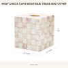 MACKENZIE-CHILDS Boutique Square Capiz Tissue-Box Cover, Decorative Tissue Holder, Pink-and-White Rosy Check(Rosy Check)