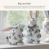 MACKENZIE-CHILDS Patience Brewster Periwinkle Peony Rabbit Figurine, Spring Rabbit Decor, Sitting