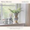 MACKENZIE-CHILDS Patience Brewster Periwinkle Peony Rabbit Figurine, Spring Rabbit Decor, Sitting