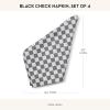 MACKENZIE-CHILDS Set of 4 Cotton Napkins, Cloth Dinner Napkins, Pink Check(Black Check)