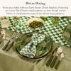 MACKENZIE-CHILDS Set of 4 Cotton Napkins, Cloth Dinner Napkins, Pink Check(Dark Green Check)