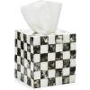 MACKENZIE-CHILDS Boutique Square Capiz Tissue-Box Cover, Decorative Tissue Holder, Pink-and-White Rosy Check(Courtly Check)