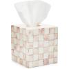 MACKENZIE-CHILDS Boutique Square Capiz Tissue-Box Cover, Decorative Tissue Holder, Pink-and-White Rosy Check(Rosy Check)
