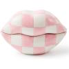 MACKENZIE-CHILDS Ceramic Kiss Me Box, Decorative Storage Box for Home Use, Pink-and-White Rosy Lips