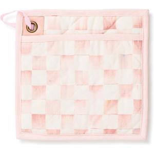 MACKENZIE-CHILDS Bistro Pot Holder, Decorative Hot Pad for Kitchen, Cute Kitchen Accessory, Pink-and-White Rosy Check