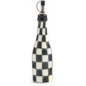 MACKENZIE-CHILDS Ceramic Farmhouse Oil Cruet, Ceramic Oil-Dispenser Bottle, Pink-and-White Rosy Check(Courtly Check)