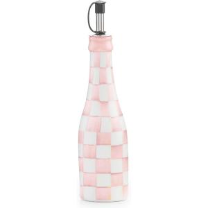 MACKENZIE-CHILDS Ceramic Farmhouse Oil Cruet, Ceramic Oil-Dispenser Bottle, Pink-and-White Rosy Check(Rosy Check)