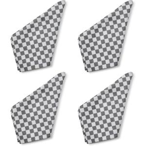 MACKENZIE-CHILDS Set of 4 Cotton Napkins, Cloth Dinner Napkins, Pink Check(Black Check)
