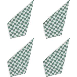 MACKENZIE-CHILDS Set of 4 Cotton Napkins, Cloth Dinner Napkins, Pink Check(Dark Green Check)