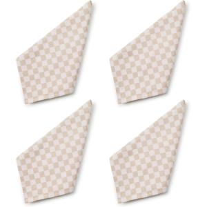 MACKENZIE-CHILDS Set of 4 Cotton Napkins, Cloth Dinner Napkins, Pink Check(Flax Check)