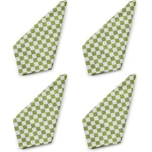 MACKENZIE-CHILDS Set of 4 Cotton Napkins, Cloth Dinner Napkins, Pink Check(Green Check)