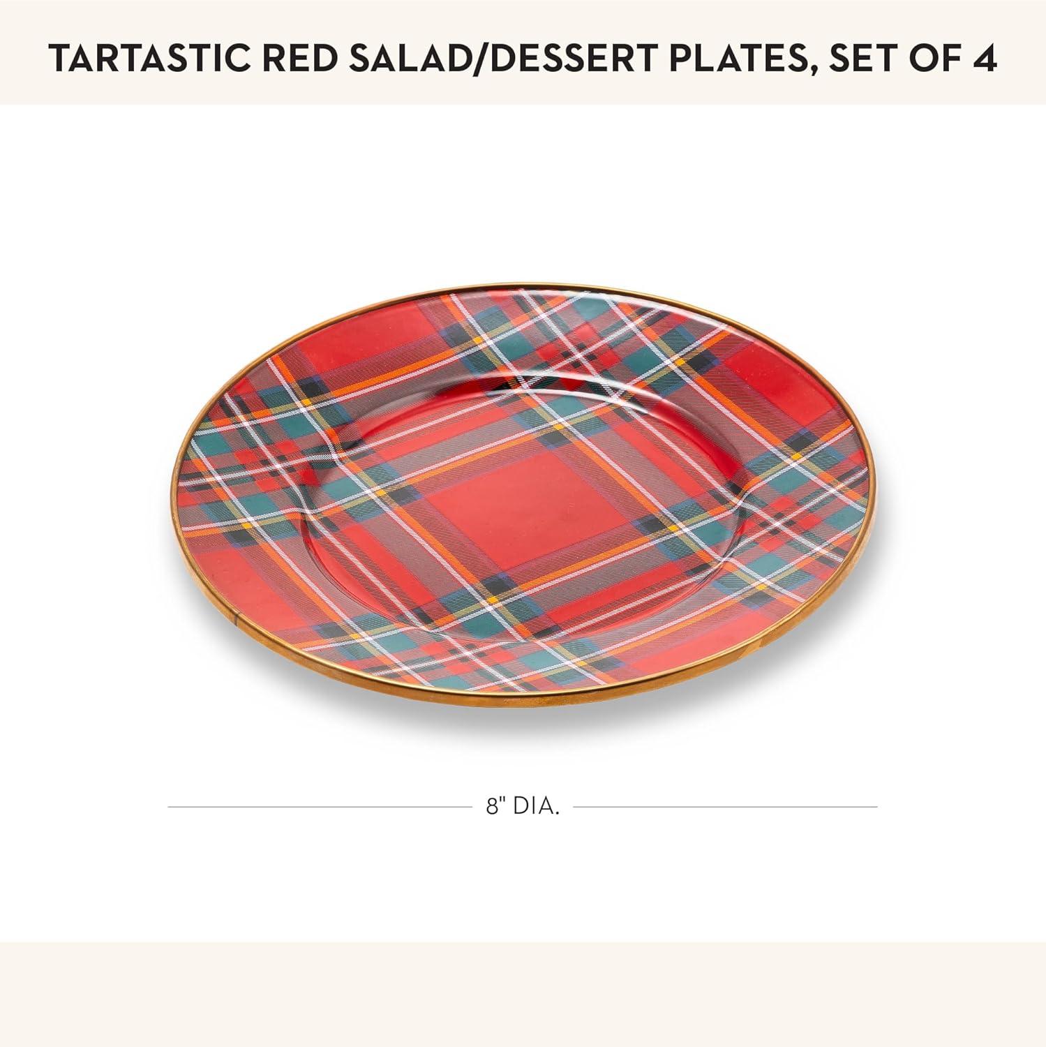 image:imageMACKENZIECHILDS Enamel Salad and Dessert Plate Small Plate for a Dessert or Appetizer Dish 8 Inches Set of 4 Red TartasticRed Tartastic