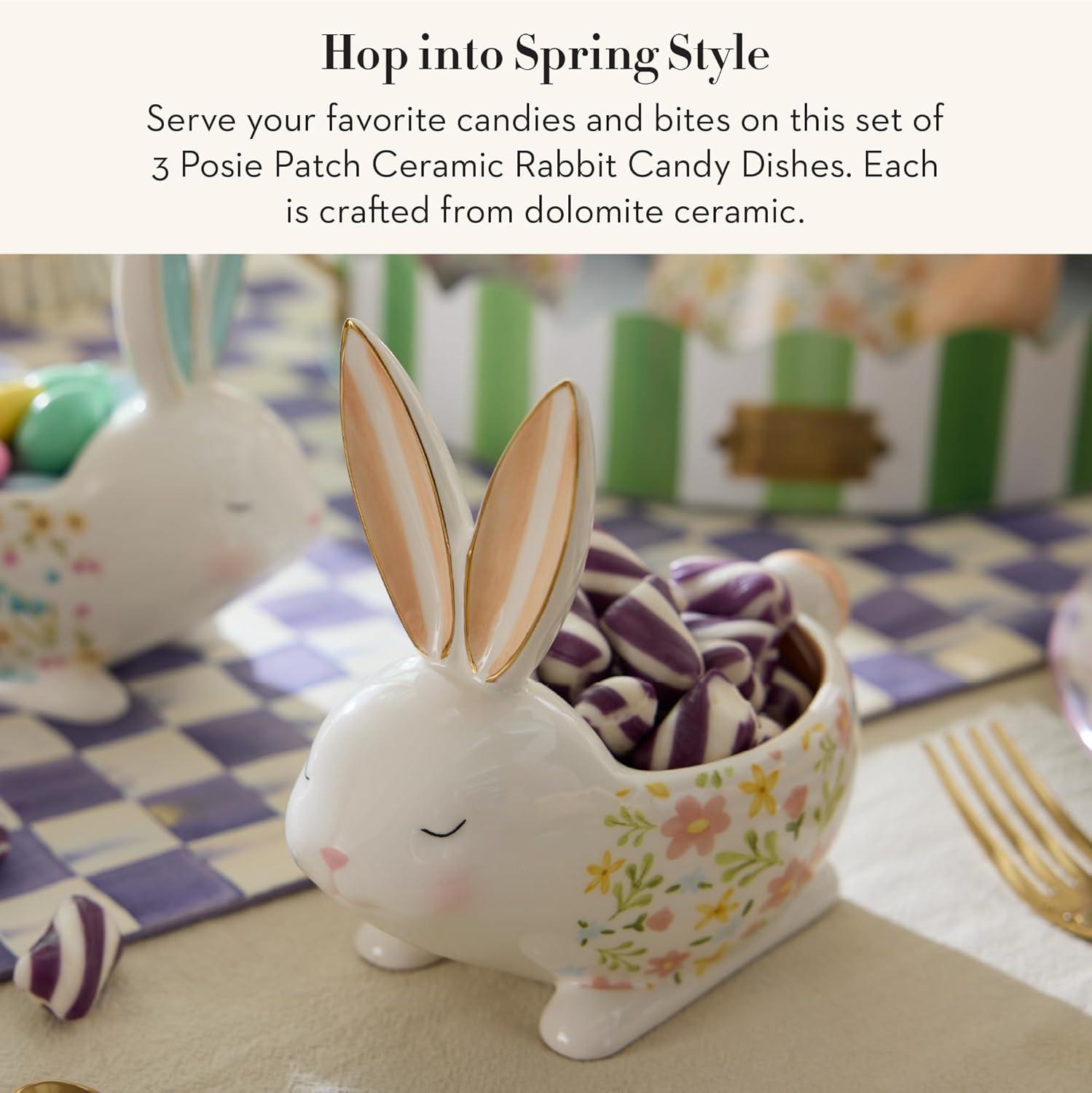 image:imageMACKENZIECHILDS Posie Patch Ceramic Rabbit Candy Dishes Set of 3