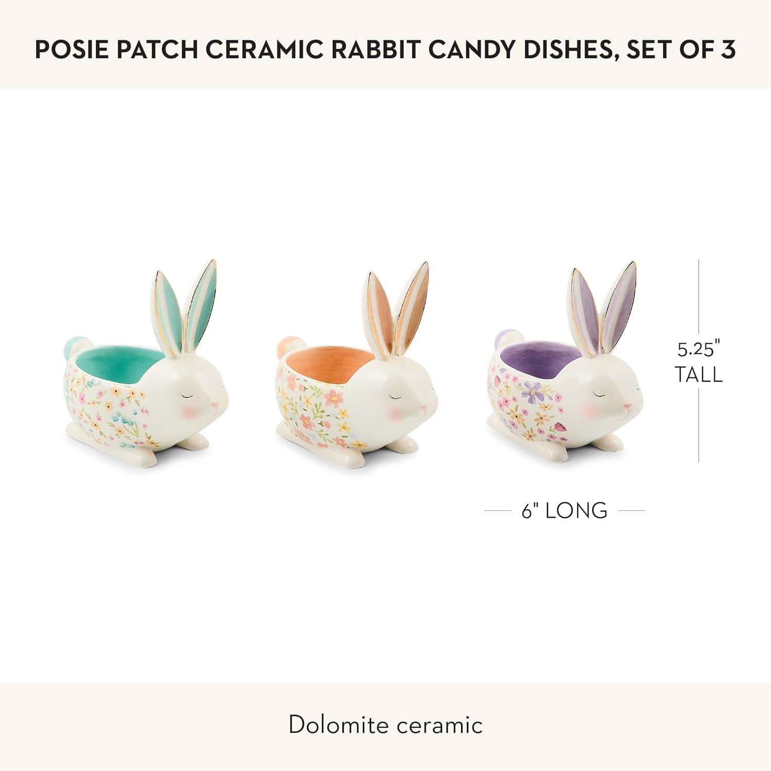 image:imageMACKENZIECHILDS Posie Patch Ceramic Rabbit Candy Dishes Set of 3