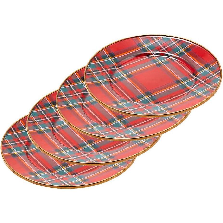 image:imageMACKENZIECHILDS Enamel Salad and Dessert Plate Small Plate for a Dessert or Appetizer Dish 8 Inches Set of 4 Red TartasticRed Tartastic