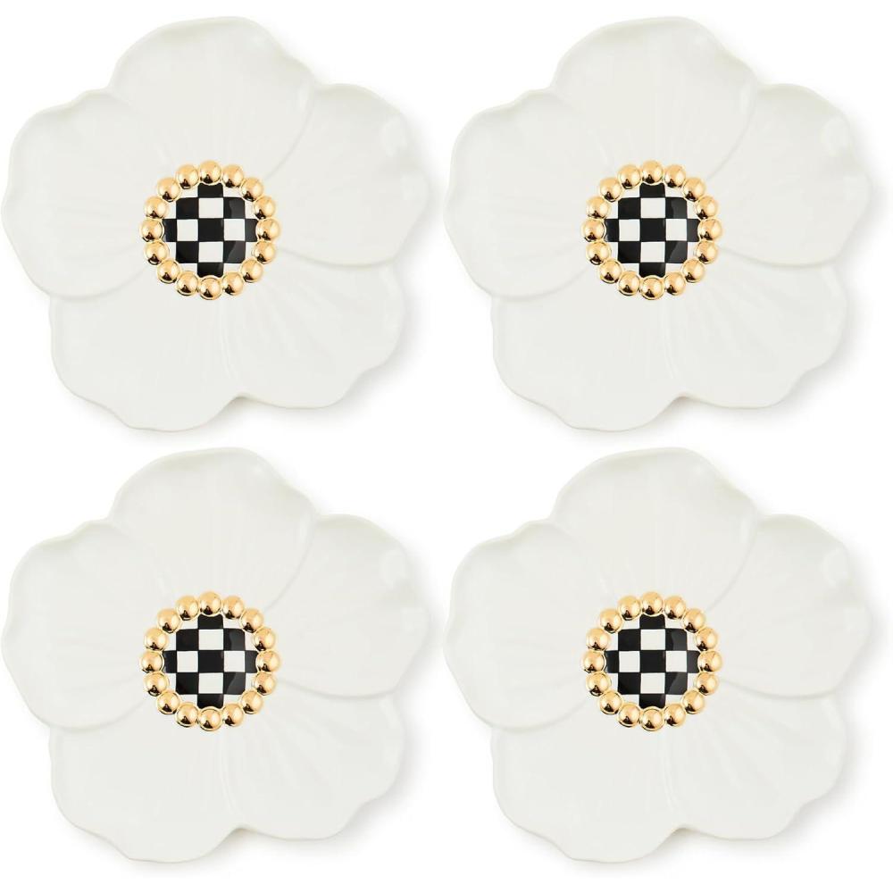 image:imageMACKENZIECHILDS Set of 4 White Rabbit Collection Ceramic Salad and Dessert Plates 8 Inches