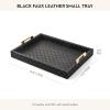 MACKENZIE-CHILDS Black Faux-Leather Tray with Handles, Rectangular Tray for Serving, Small(15.8″ x 11.8″ x 2.8″)