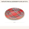 MACKENZIE-CHILDS Enamel Salad and Dessert Plate, Small Plate for a Dessert or Appetizer Dish, 8 Inches, Set of 4, Red Tartastic(Red Tartastic)