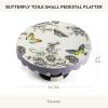 MACKENZIE-CHILDS Posie Patch Large Ceramic Pedestal Platter(Butterfly Toile)