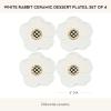 MACKENZIE-CHILDS Set of 4 White Rabbit Collection Ceramic Salad and Dessert Plates, 8 Inches