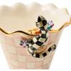 MACKENZIE-CHILDS Pot Climber, Decorative Indoor and Outdoor Planter Hanging Decor, Pink-and-White Rosy Check Funny Bunny(Gecko)