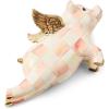 MACKENZIE-CHILDS Pot Climber, Decorative Indoor and Outdoor Planter Hanging Decor, Pink-and-White Rosy Check Funny Bunny(Rosy Check Flying Pig)