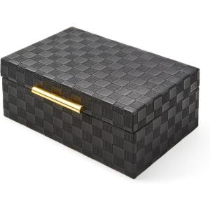MACKENZIE-CHILDS Black Faux-Leather Box, Jewelry Box or Storage Box, Large(Large)