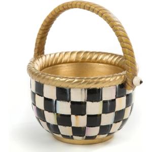 MACKENZIE-CHILDS Courtly Check Small Basket, Cute Basket for Gifts and Storage, Spring and Easter Basket Decor