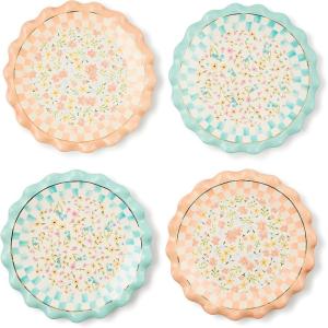 MACKENZIE-CHILDS Posie Patch Ceramic Dessert Plates, Set of 4