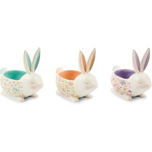 MACKENZIE-CHILDS Posie Patch Ceramic Rabbit Candy Dishes, Set of 3
