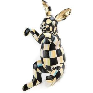 MACKENZIE-CHILDS Pot Climber, Decorative Indoor and Outdoor Planter Hanging Decor, Pink-and-White Rosy Check Funny Bunny(Funny Bunny)