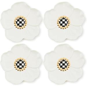 MACKENZIE-CHILDS Set of 4 White Rabbit Collection Ceramic Salad and Dessert Plates, 8 Inches