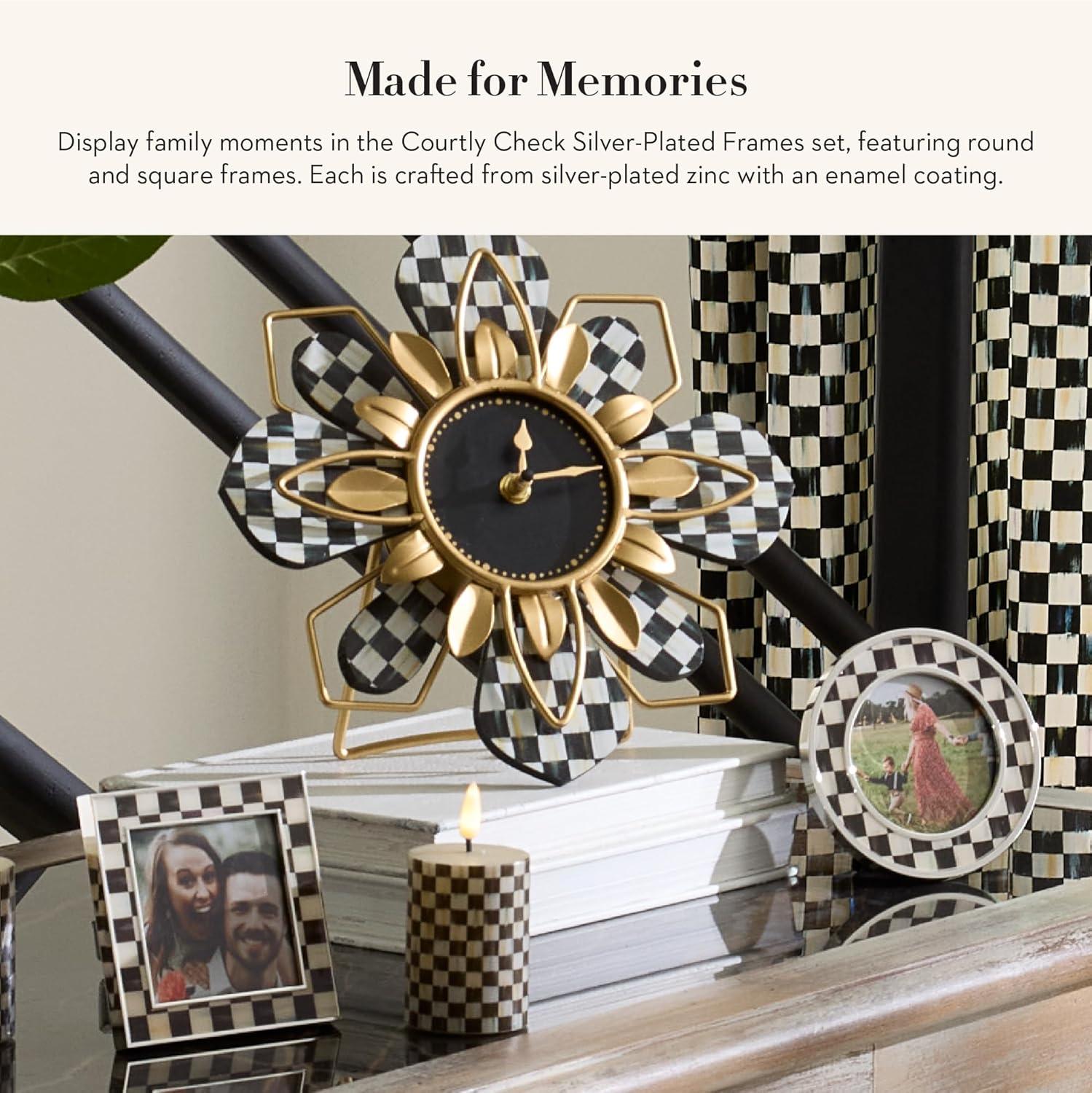 image:imageMACKENZIECHILDS Set of 2 SilverPlated Photo Frames Cute Family Picture Frames BlackandWhite Courtly Check