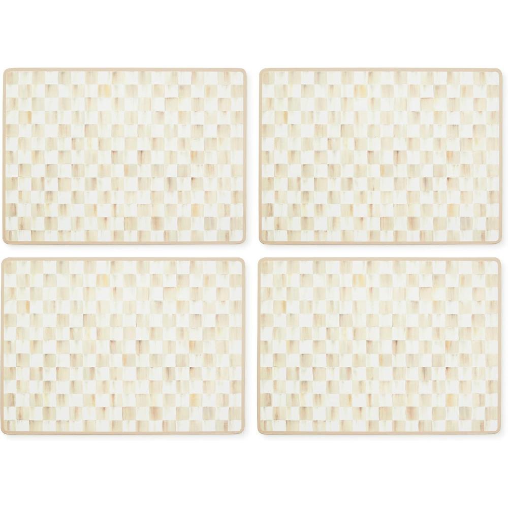 image:imageMACKENZIECHILDS CorkBack Placemats HardFinish Washable Table Mats Set of 4 BlackandWhite Courtly CheckMocha Check