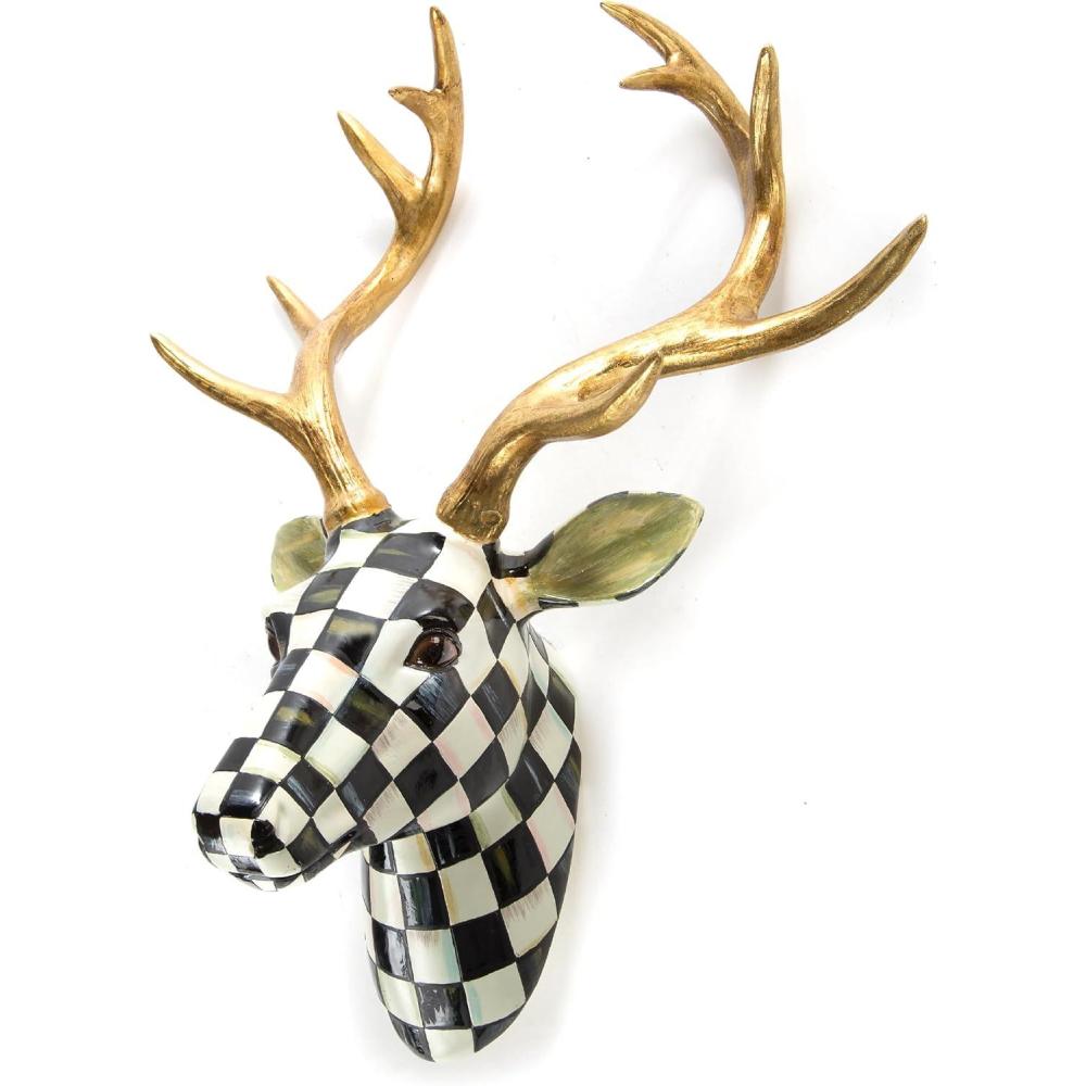 image:imageMACKENZIECHILDS Courtly Check Small Animal Wall Decor Checkered Wall Art MooseDeer