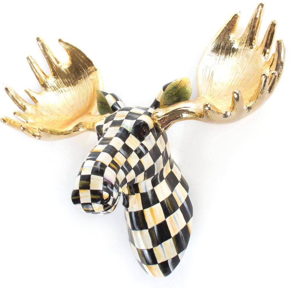 image:imageMACKENZIECHILDS Courtly Check Small Animal Wall Decor Checkered Wall Art MooseMoose