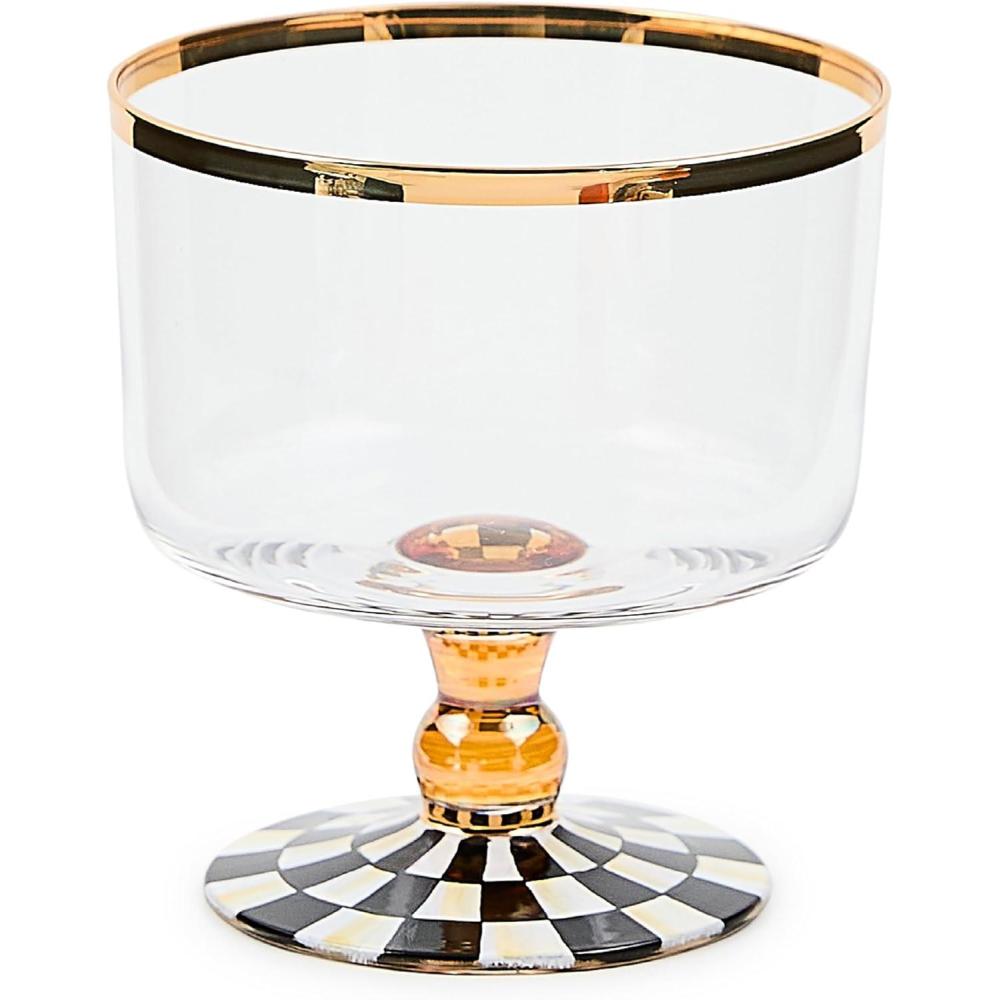 image:imageMACKENZIECHILDS Glass Sorbet Dish Glass Serving Bowl SingleServing Size BlackandWhite Courtly CheckSmall