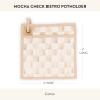 MACKENZIE-CHILDS Bistro Pot Holder, Decorative Hot Pad for Kitchen, Cute Kitchen Accessory, Black-and-White Courtly Check(Mocha Check)