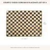 MACKENZIE-CHILDS Cork-Back Placemats, Hard-Finish Washable Table Mats, Set of 4, Black-and-White Courtly Check(Courtly Check)