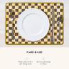 MACKENZIE-CHILDS Cork-Back Placemats, Hard-Finish Washable Table Mats, Set of 4, Black-and-White Courtly Check(Courtly Check)