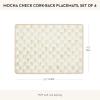 MACKENZIE-CHILDS Cork-Back Placemats, Hard-Finish Washable Table Mats, Set of 4, Black-and-White Courtly Check(Mocha Check)