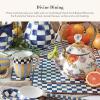 MACKENZIE-CHILDS Cork-Back Placemats, Hard-Finish Washable Table Mats, Set of 4, Black-and-White Courtly Check(Royal Check)