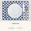 MACKENZIE-CHILDS Cork-Back Placemats, Hard-Finish Washable Table Mats, Set of 4, Black-and-White Courtly Check(Royal Check)