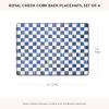 MACKENZIE-CHILDS Cork-Back Placemats, Hard-Finish Washable Table Mats, Set of 4, Black-and-White Courtly Check(Royal Check)
