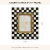 MACKENZIE-CHILDS Decorative Enamel 5″ x 7″ Frame, Cute Rectangular Family Picture Frame, Black-and-White Courtly Check