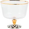 MACKENZIE-CHILDS Glass Trifle Bowl, Decorative Serving Bowl, 18-Cup Capacity, Black-and-White Courtly Check